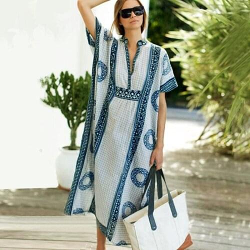2021 New Beach Cover Up Plage Femme Batwing Sleeve Beach Dresses And Tunics Women Beachwear Kaftan Maxi Dress Robe Sarong AA5734