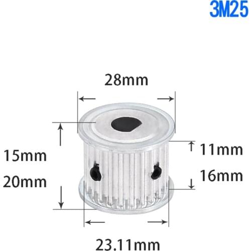 1Pcs AF Type 25-40 Teeth 3M Timing Belt Pulley Slot Width 11mm/16mm D Bore 5*4.5mm-10*9mm For 10mm/15mm Belt CNC/Step Motor