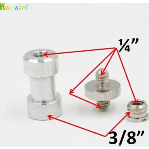 10sets 3 in 1 Metal 1/4" -1/4" Screw to 3/8" Spigot Stud Convert Adapter Kit for SLR Camera Tripod