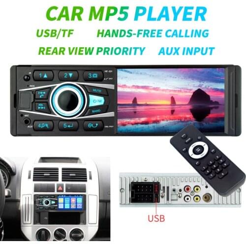 4.1" 1 Din Bluetooth Universal Car MP5 Player USB TF Card AUX FM Radio MP4 Audio Music Video HD Digital Display