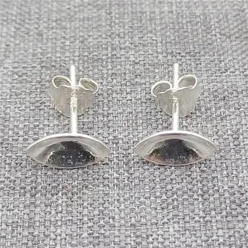 4prs of 925 Sterling Silver Eye Type Stud Earring Setting Oval Bezel Cup w/ Back