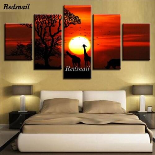 5 Panel Animal Deer Psychedelic Forest diamond painting cross stitch Living Room Home Decor rhinestone embroidery mosaic MM041