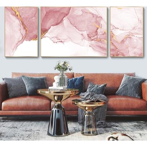 Nordic Abstract Modern Canvas Painting Home Decor Wall Art Poster and Print Pink Marble Minimalist Art for Living Room Design
