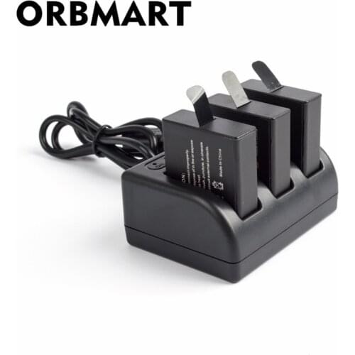 ORBMART Sport Camera Accessory Three Ports Battery Charger For Gopro Hero 5 6 7 Black With Usb Cable Travel