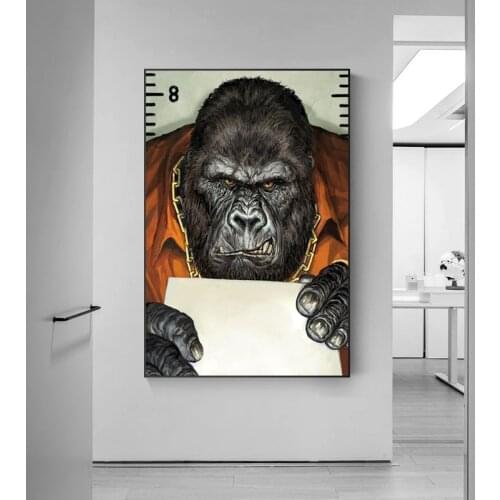 Watercolour Tattoo Gorilla Monkey Canvas Painting Abstract Funny Animal Posters and Print Wall Art Picture for Living Room Decor