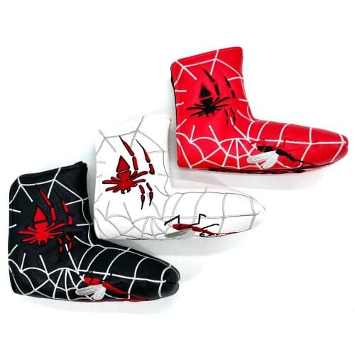 1pc White PU Leather with Spider Embroidery Golf Club Blade Putter Head Cover with Magnet Closure,Available in three colors