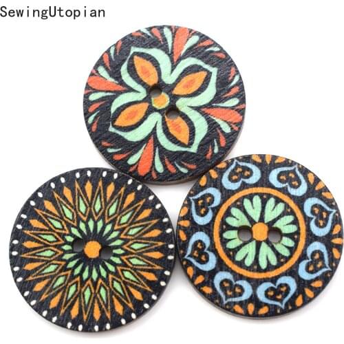 50PCS Wood Buttons for Handwork Sewing Scrapbook Clothing Crafts Accessories Gift Card Handmade Decoration 2 Holes 15/20/25mm