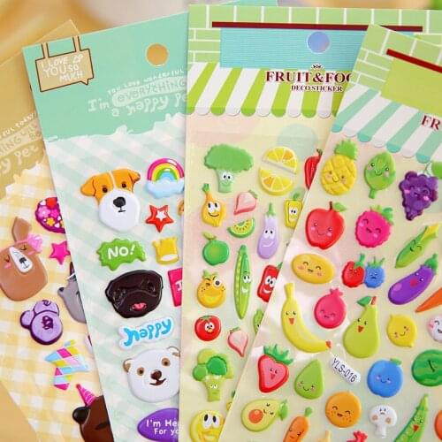 Kids Stickers Puffy Sticker For Children Bubble Kawaii Cartoon Animals Fruit Number Unicorn DIY Laptop Stickers Girls Toys 1pcs
