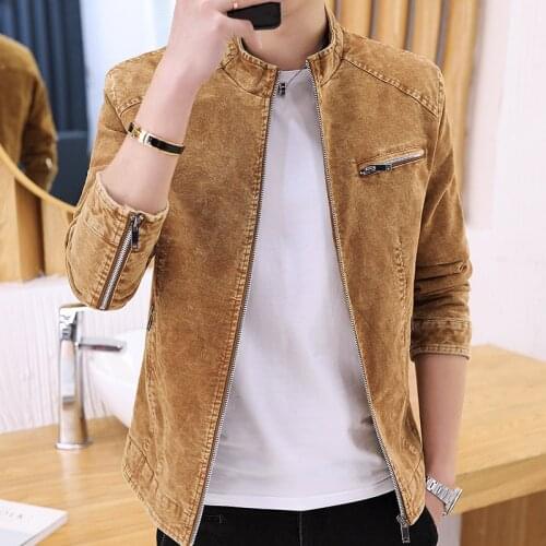 Fashion 2021 Denim Jacket Slim Men Clothing Vintage Zipper Long Sleeve Casual Outerwear Male Skinny Jeans Coats Chaquetas Hombre