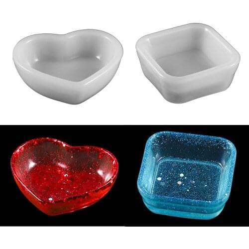 1Pcs Heart Square Silicone Molds Epoxy Resin Mold Beads Dish Casting Mould for DIY Crafts Jewelry Making Table Decoration Tools