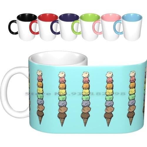 Giant Rainbow Ice Cream Cone-Single Ceramic Mugs Coffee Cups Milk Tea Mug Ice Cream Cone Scoop Summer Cute Delicious Yummy