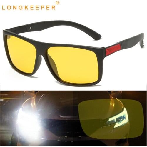 LongKeeper Night Vision Sunglasses Men Women Flexible TR90 Frame Driving Sun Glasses Yellow Lens Eyeware Drivers Goggles New