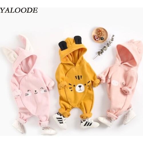 Newborn Romper Cartoon Long Sleeve Baby Girl Jumpsuits Spring Autumn Thicken Warm Baby Boy Clothes Cotton Kids Clothing Outfit