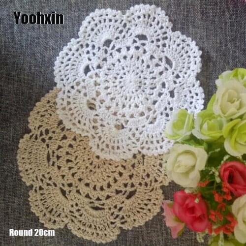 New Lace Round cotton table place mat dish pad Cloth crochet glass placemat cup mug tea pot coaster handmade drink doily kitchen