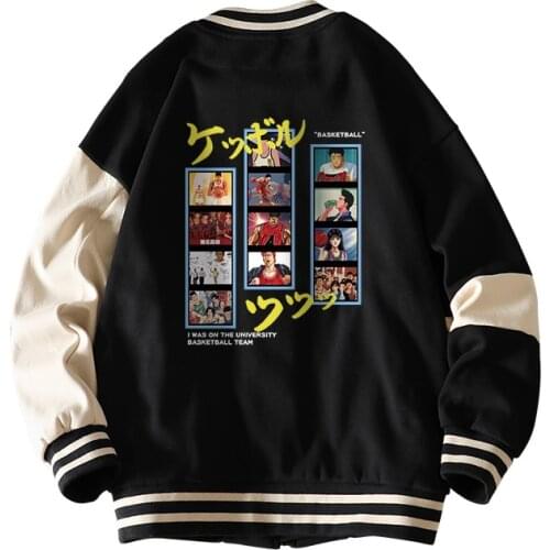 Jacket For Men Clothing Coat Cartoon Anime Print Baseball Outwear 2021 Spring And Autumn New Oversized Casual Loose Outerwear