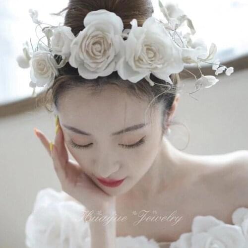 Sweet Lolita Fairy Headdress Princess Cosplay Accessories Bride Wedding Hair Hoop Women Flower Headwear Photo Shoot Decoration