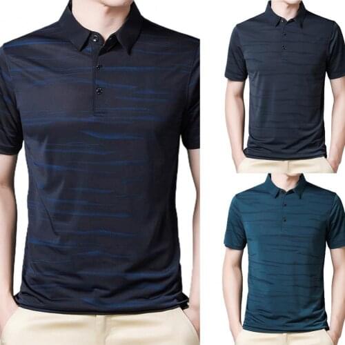 2021 New Summer Brands Striped Men Polo- Shirt Short Sleeve High Quality Casual Turn Down Collar Tops Fashion Men Clothes