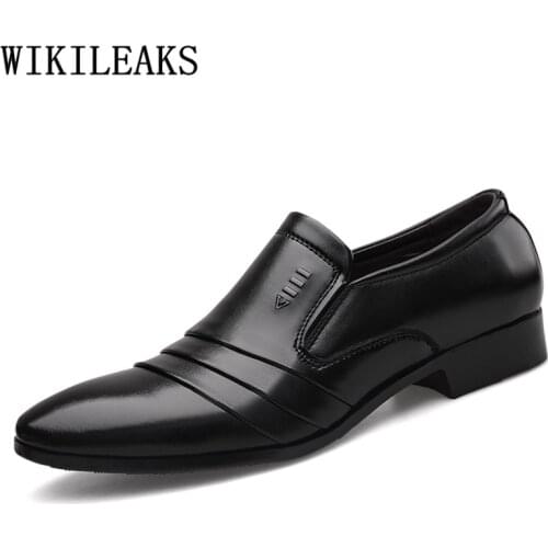 Wikileaks Shoes Men Elegant Oxford Men Shoes Formal Loafers Coiffeur Business Shoes Men Oxford Leather Sepatu Slip On Pria Bona