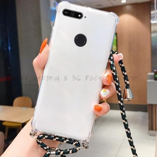 Strap lanyards transparent phone case on for huawei honor 7a 7c 8x 8a 8c 8s 7s 7x 9s 9c 9i 9a 9x pro soft shockproof back cover