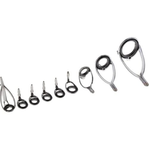 9pcs/set Fishing Rod Guide Tip Eye Rings Repair Kit 5# 5# 5.5# 6# 8# 10