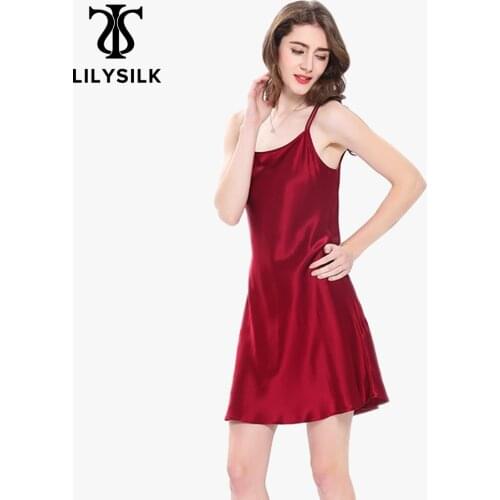 LilySilk 100 Silk Nightgown Women Night Dress Sleepwear Girls Mini 16 momme Scoop Neck Womens Clothing Free Shipping