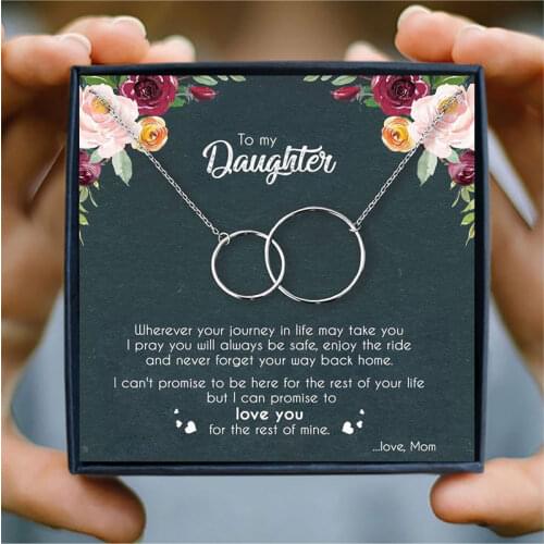 Mother Daughter Necklace Women Mothers Day Gift Two Interlocking Infinity Circles Pendant Necklaces Birthday Jewelry