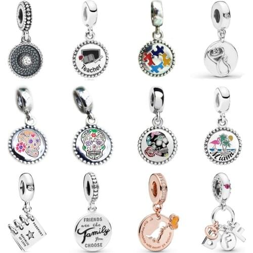 PDD DZ 39 925 Sterling Silver Spring New Charm Pendant with DIY Bracelet Necklace Jewelry Gift Carving Suitable for Women