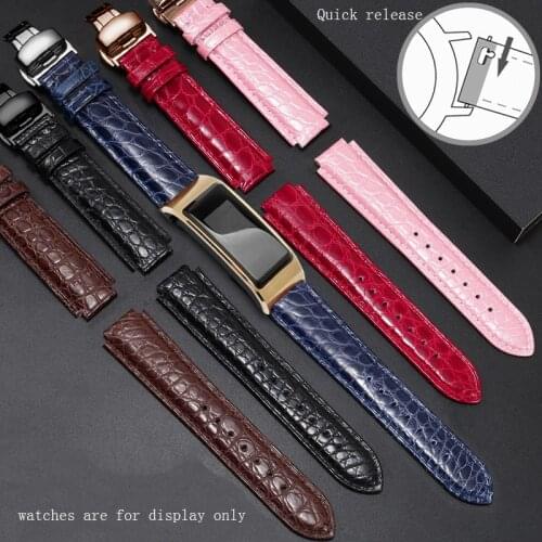 Yopo High quality Crocodile leather strap 15mm 16mm 18mm black brown red blue pink wristband for Huawei B2 B3 B5 sport bracelet