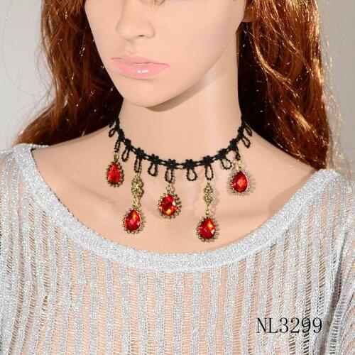 Retro Victorian Womens Collar Steampunk Jewelry Halloween Sexy Gothic Punk Style Necklace Black Lace Neck Chain Collar Necklace