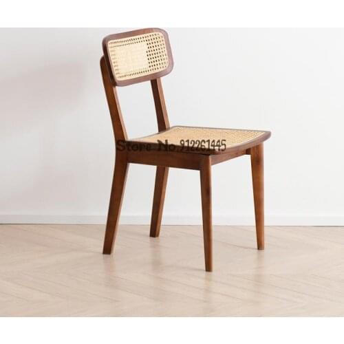 Rattan Dining Stool Backrest Chair Ins Wind Homestay Rattan Chair Japanese Nordic Style Designer Dining Chair