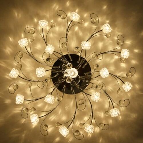 Modern minimalist circular crystal ceiling living room lights European master bedroom home LED remote control warm lights