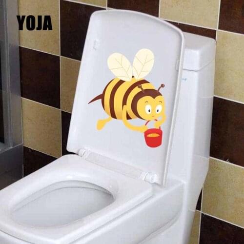 YOJA 16.9X21.3CM Cute Cartoon Bee Pattern Wall Stickers Toilet Decal Kids Room Decoration T5-0835
