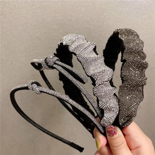 Korean ins 2021 summer full rhinestone hairpin headband large rope hair ring fold hairpin chic girls side clip bangs