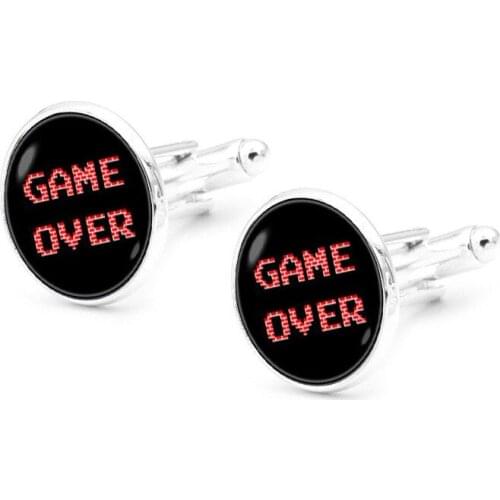 XK-5HXK0172 French Suits Cufflinks with Game Over Pattern Retro Mens Shirts Sleeve Nails 5 Colors Cuff Link Round in Collection