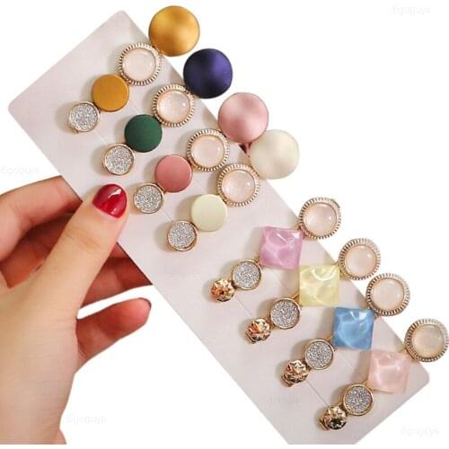 1PC Trendy Girl Crystal Rhinestones Hair Clip Metal Jewelry Hairpins Women Barrettes Geometric Round Hairgrip Hair Styling Tools