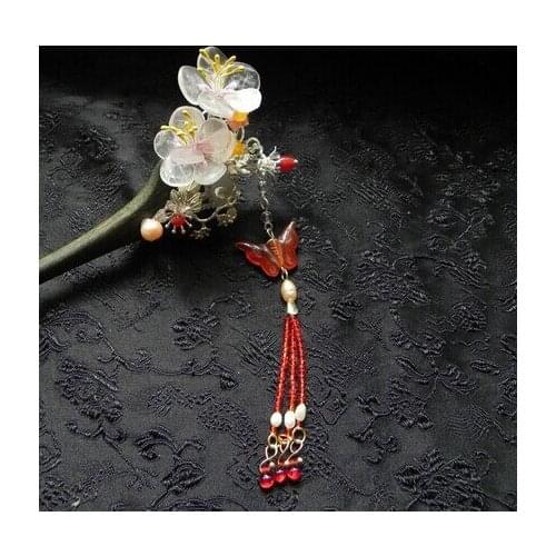Green Sandal Wood Handmade Hair Stick Side Flower Accessory Vintage Classica Hair Stick Hair Jewelry