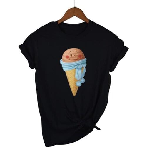 Women Shirt Ladies Female Flower Ice Cream XL Plus Size T Womens Fashion T-shirt Graphic Short Sleeve Summer Printed Top Tshirt