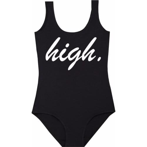 HIGH customize letter print Women Sexy Swimwear high waist Jumpsuits Rompers Bathing Suit Beachwear One-Piece suit bodysuit