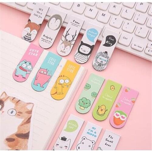 1set Creative Cartoon Magnetic Bookmarks Cute Kawaii Magnet Book Marks Student Gifts Learning Stationery Paper Book Folder