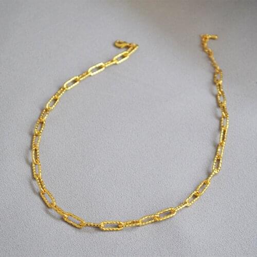 18K Gold Plated European and American Modern Fashion Rough Hammered Cold Metal Fashion Chain Necklace Women Wholesale