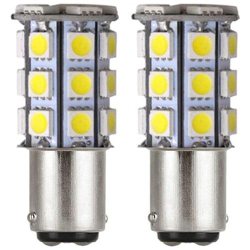 2pcs 1157 P21/5W BAY15D S25 1156 BA15S P21W LED Lights Car 5050 27SMD Turn Signal Bulbs Auto Reverse Light Brake Lamp 12V white
