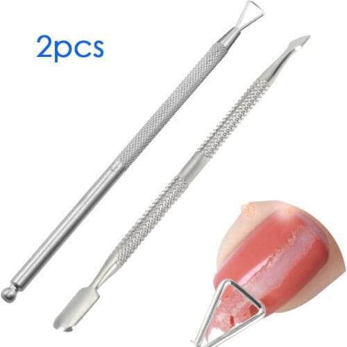 2Pcs New Stainless Steel Nail Polish Remover Art Accessories Cuticle Peeler Scraper Remove Gel Nail Polish Nail Art Remover Set