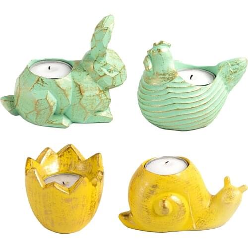 2021 New Easter Decoration Candle Holder Rabbit Candle Holder Egg Animal Home Party Decoration Resin Carving Snail Desktop Decor