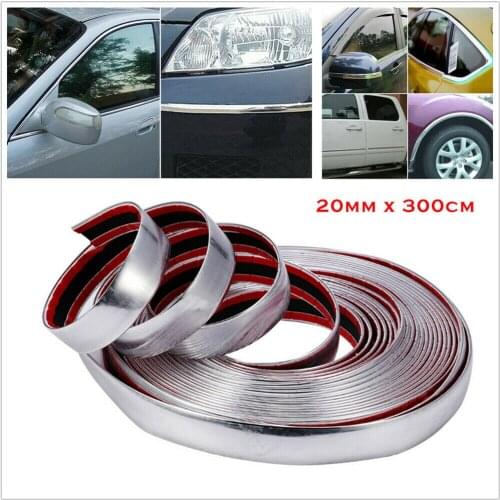 3M 20mm Car Chrome DIY Moulding Trim Strip Exterior Car Door Edge Protector Bumper Grill Car Anti-Collision Tape Sticker