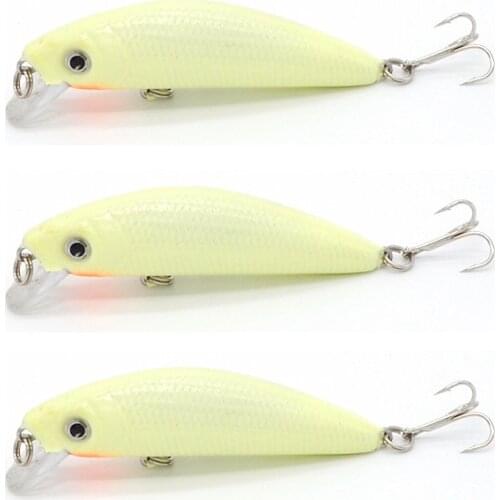 3Pcs/lot 7cm 8g 3D Luminous Night Fishing Minnow Lure Isca Artificial Hard Fishing Bait Minnow Fishing Lures Tackle With 2 Hook