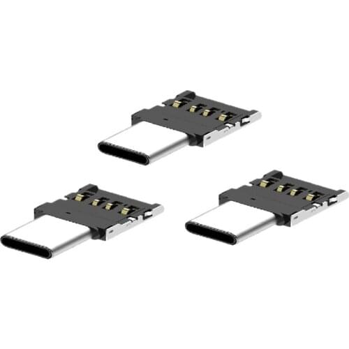 3 Pcs Mini Transfer Head OTG to Type C Adapter Transfer Head for Android 10 HUAWEI XIAOMI OTG Extension Silver