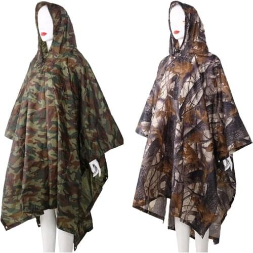 3in1 Outdoor Camping Backpack Rain Cover Poncho Coat Camouflage Tent Awning Mat Drop Shipping