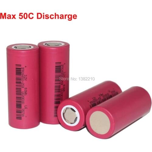 4PCS/LOT LiFePo4 3.2V 26650 2500mAh Max 50C 125A Discharge Current For Jump Starter