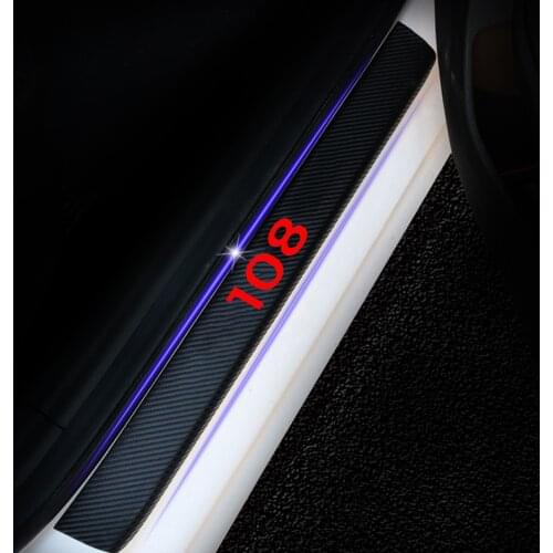 Door Threshold For Peugeot 108 Car Door Plate Stickers Carbon Fiber Look Car Sticker Sill Scuff Cover Anti Scratch Decal 4Pcs