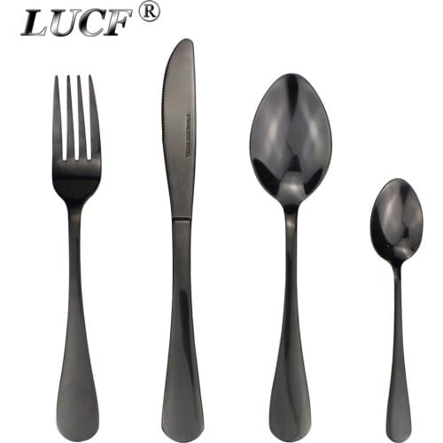 LUCF Fashion Stainless Steel Western Cutlery Set 4 In 1Set Bright Rainbow Metal Luxury Dinnerware Set Dinning Utensil for Home